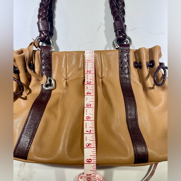 BRIGHTON Leather Shoulder Bag, Braided handles, Camel with brown trim - Picture 6 of 14